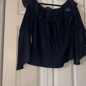 Dark Blue Jean Off-Shoulder Top